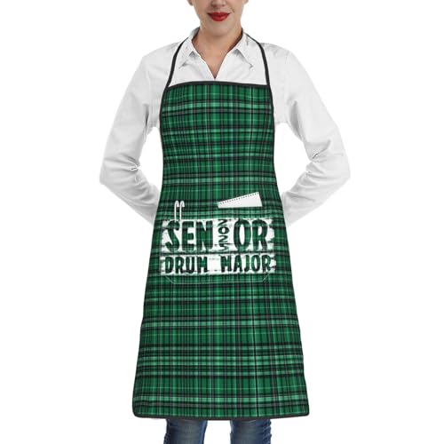 nopicsn Senior 2025 Drum Major Apron for cooking with Pockets Women Men Kitchen Chef Funny Aprons