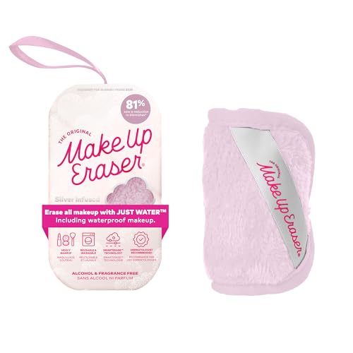 The Original MakeUp Eraser Mini PRO, Erase All Makeup With Just Water, Including Waterproof Mascara, Eyeliner, Foundation, Lipstick, Sunscreen and More! Silver Infused, 1ct