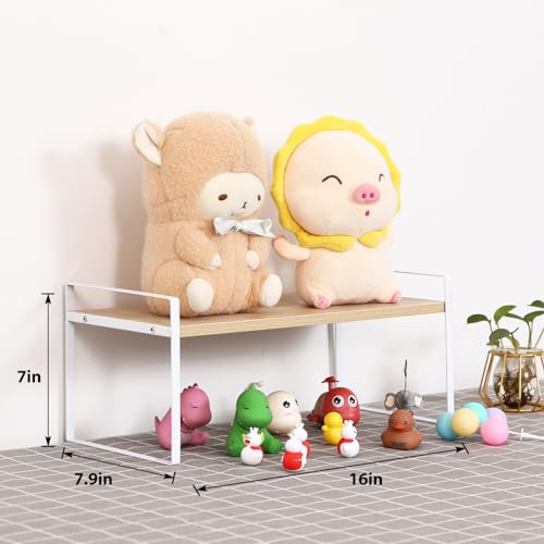 Image of YGYQZ Wood Office Desk Shelf Organizer - Desktop Supplies Cute Dresser Top Organization Storage Rack and Cubicle Decor Aesthetic Bookshelf for Women Man and Kids (White Wood-Single Tier)