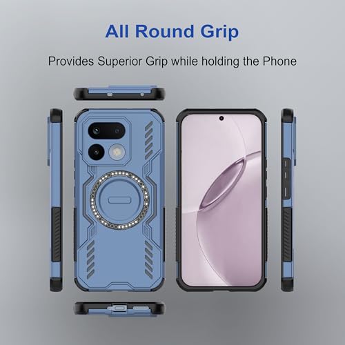 Image of amazon basics Back Case Cover for Realme 16 Pro 5G | Magnetic Case with Built-in Metal Ring | Supports MagSafe Charger, Wallet & Car Mount | Shockproof Hybrid PC + TPU | Blue