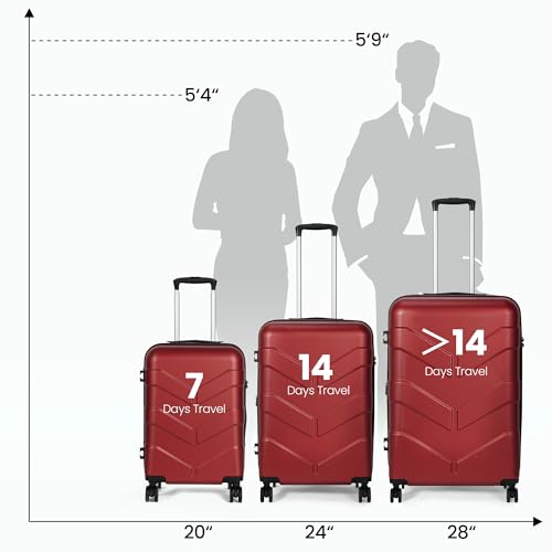 TILYMOL Luggage Sets 3 Piece with Spinner Wheel, Hardside Suitcase Set with TSA Lock, Expandable Lightweight Travel Luggage for Women, Red