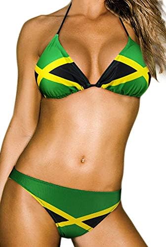 ecolore Women’s Fashion Caribbean Jamaica Flag Bikini Swimsuit Swimwear