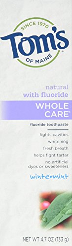 Tom's of Maine Natural Whole Care Fluoride Toothpaste, Wintermint, 4.7 Ounce