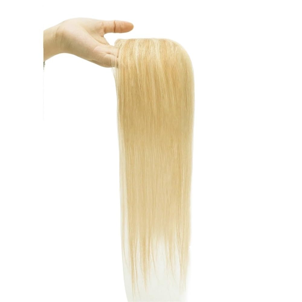 16 Zoll Echthaar-Topper for Damen, 3 x 4 Zoll atmungsaktive Schweizer Seidenbasis, Clip-in-Haarteile, 110 Dichte Fügt Haarvolumen hinzu(18P613)