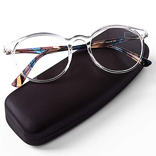 DOOViC Italy Design Fashion Reading Glasses for Women Men Stylish Clear Frames Readers with Case +1.00 Strength