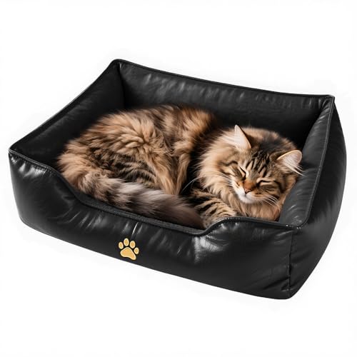 Premium Leather Cat Bed for Indoor Cats Premium Small Dog Bed Pet...