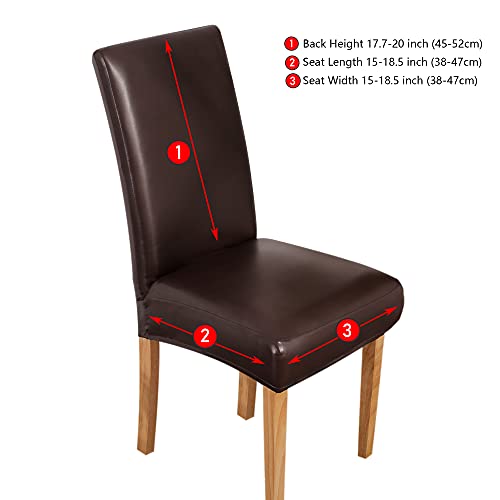 Mengsite Dining Room Chair Covers Chair Slipcovers Elastic Stretch Armless Removable Waterproof Pu Leather Chair Protector（Chocolate，2 Pack） thumb #5