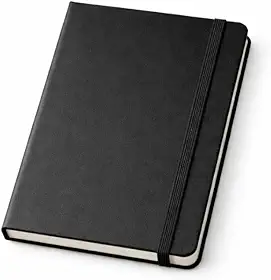 Caderneta Para Anotações Capa Dura Emborrachada Pautada com Elastico A5 80 Folhas, Bloco de notas Pautadas, Agenda, Estudos, Trabalho e Anotações Diárias, PREMIUM (Preto)
