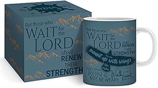Christian Mug with Gift Box, Eagles Wings, with Bible Verse Isaiah 40:31. These Bone China Christian Mugs Make Perfect Christian Gifts for Women and Men. Created by Just Cards Direct