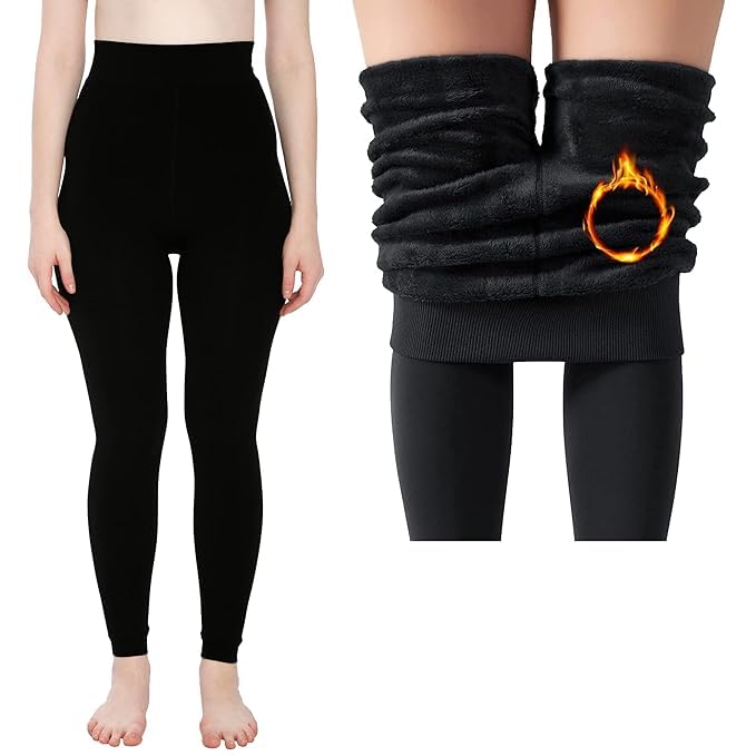 ARGThermal Leggings for Womens Warm Thermal Bottoms, Thick Ultra Soft Fur Fleece Lined Pants in Cold Weather Trousers for Women Girls UK Plus Size