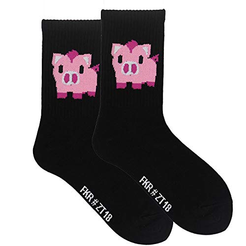 WZDSNDQDY Chaussettes Tube pour Hommes, Chaussettes de Sport Hip-hop de personnalité Noire, Cochon en Coton Cover