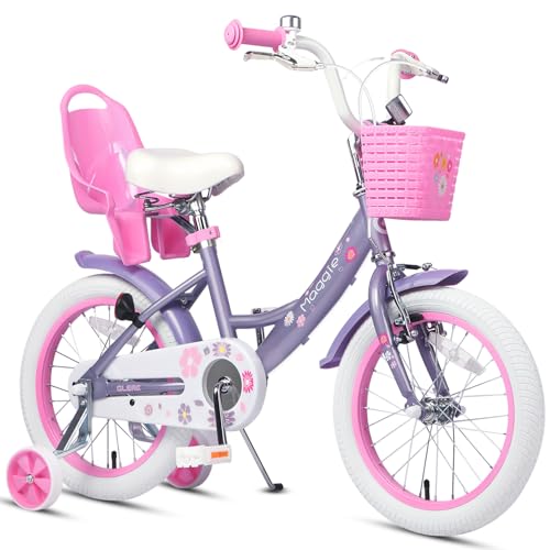 Glerc Maggie 子供用自転車 女の子用 キッズバイク 幼児小学低学年乗り練習 花柄 かご付き ぬいぐるみ座席付き vブレーキ 14/16/20インチ多色展開