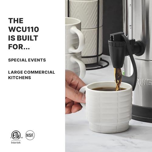 Image of Waring Coffee Urn with 110 Cup Capacity Stainless Steel Electric Percolator | 110 Cup Capacity Stainless Steel Electric Percolator, Dual Heater System for Commercial Kitchens & Catering, NSF Certified
