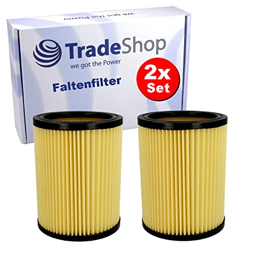 2 x Trade-Shop veckfilter/runt filter/lamellfilter/patronfilter kompatibel med Hitachi WDE 1200, WDE 1200 m, WDE 3600 dammsugare