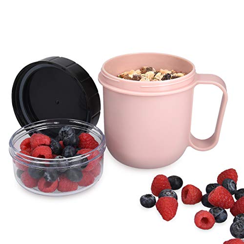 Navaris Taza para muesli to go - Vaso con 2 Partes para Snacks sopas ensaladas Pasta Yogur postres - Apta microondas y… - Imagen 7