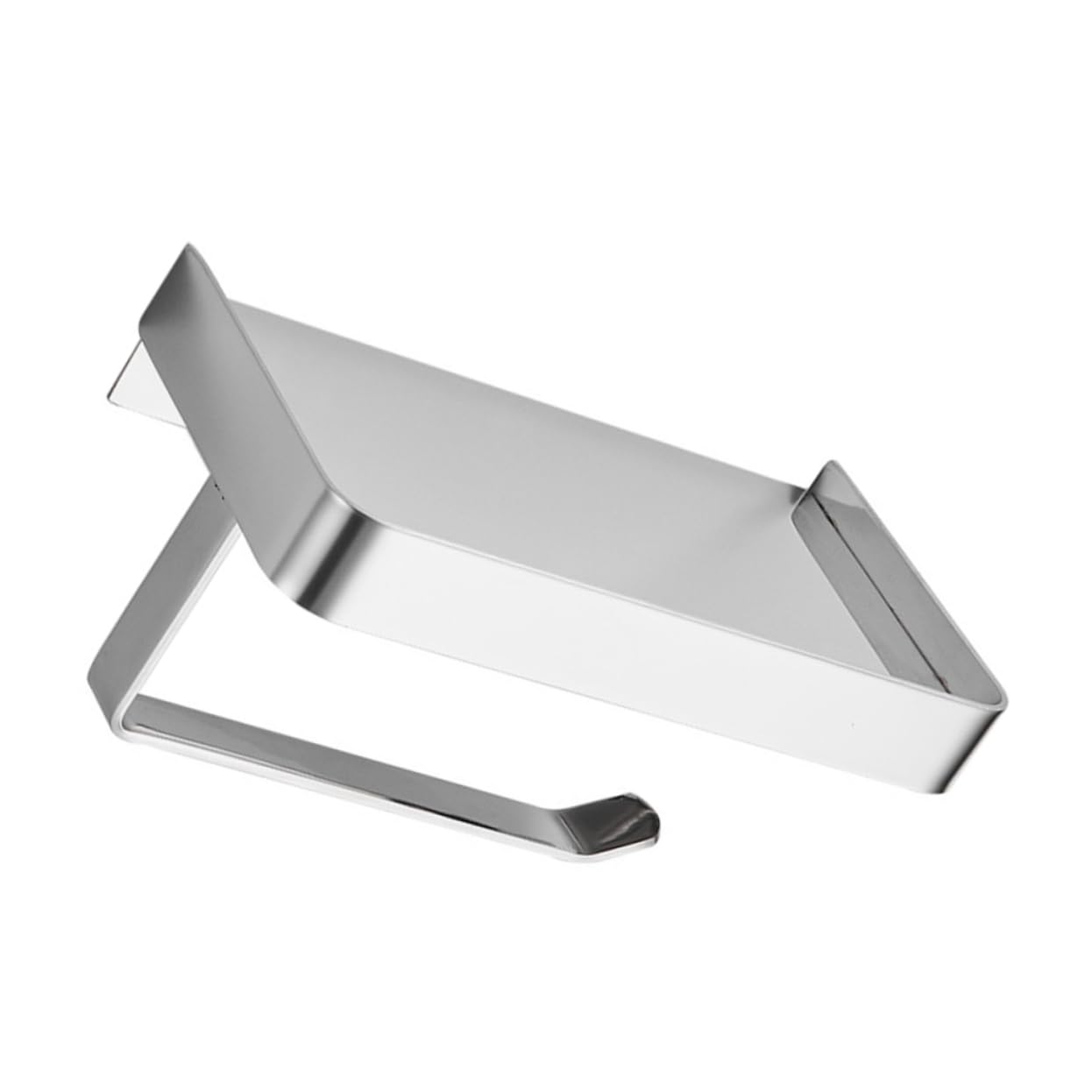 Portarrollos con Instalación Adhesiva de Papel Higiénico de Acero Inoxidable con Estante para Teléfono y Diseño de Bordes hacia Arriba en Color Plata para Baños y Aseos