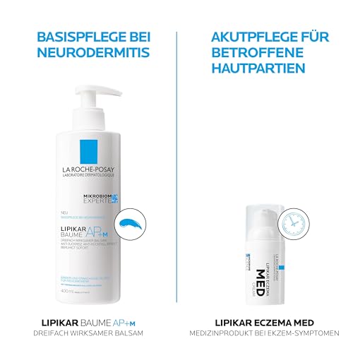 La Roche-Posay Lipikar Eczema Med, Akutcreme zur schnellen Milderung von Ekzem-Symptomen bei Neurodermitis, Unterstützung für das natürliche Mikrobiom der Haut, 30ml