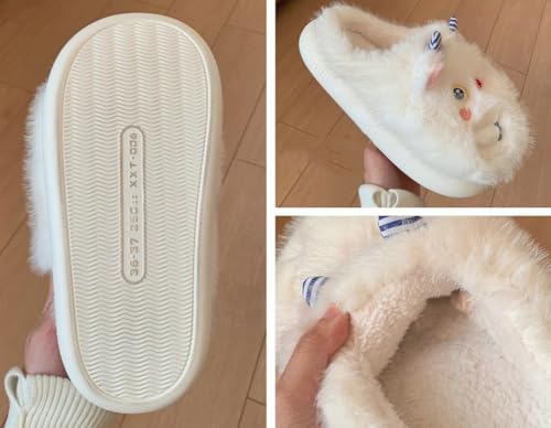 Slippers for Women Men Fluffy Winter Cartoon Home Shoes with Memory Foam Fuzzy Plush Bedroom Slides, Warm Soft PVC Sole Indoor/Outdoor4