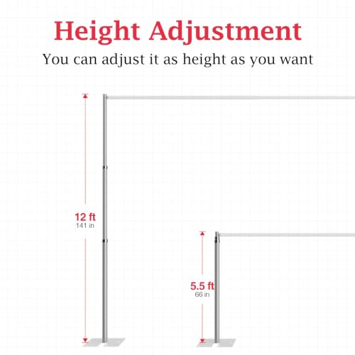 Image of EMART 5.5ft-12ft Pipe and Drape Adjustable Upright for Backdrop Stand, Background & Curtain and Wedding Decor-1 Pack