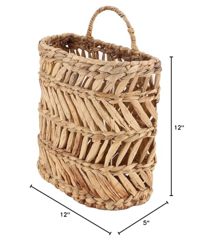 Shcmsado Wicker Hanging Basket Handmade Woven Hanging Storage Basket Natural Wicker Decorative Baskets For House Garden Wedding Wall Decorations,12 * 5 * 12 thumb #8
