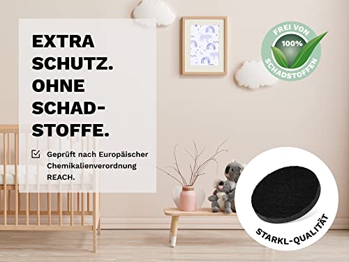 STARKL® Filzgleiter selbstklebend Schwarz (151 Stück) I 4mm Dicke Filzgleiter für Stühle I Möbelgleiter Filz selbstklebend I Möbelgleiter aus hochwertigem Nadelfilz I Filzgleiter Schwarz