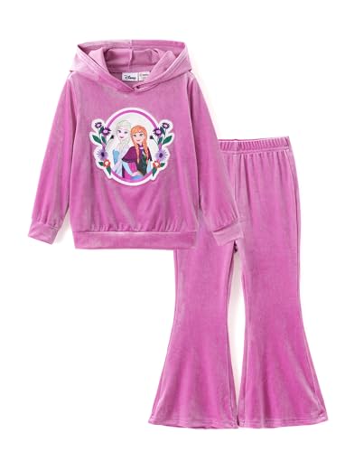 Image of Disney Frozen Princess Minnie Stitch Girl Clothes Long Sleeve Knot Front Sweatshirt Flare Pants Fall 2 Piece Outfit 2-9Y