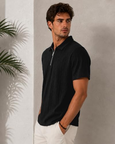 Image of TAGDO Men's Chain Jacquard Polo T Shirt | Half Sleeve | Comfortable Fit Wear | Stylish Casual Look | Breathable Feel |Modern Style | Easy Movement | Everyday Wear (Polo)
