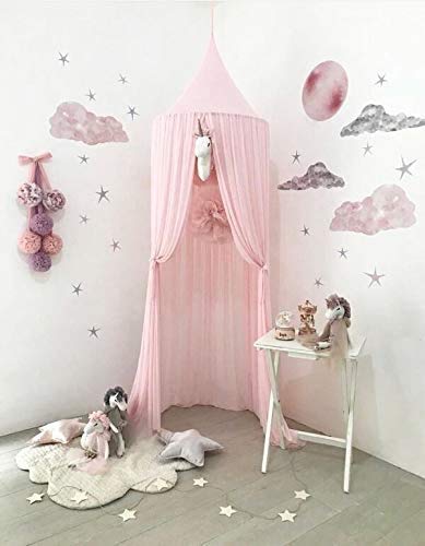 Toldo para cama infantil, princesa Mosqutio Net, decoración de dormitorio para bebé, perfecto para Navidad Año Nuevo (gasa, rosa)