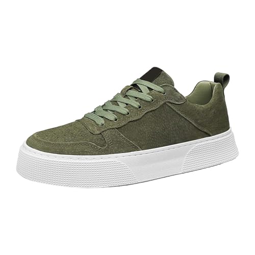 Zapatillas para hombre con plataforma, antideslizantes, transpirables, para caminar, cómodas, con cordones, zapatillas de deporte para hombre, zapatillas de deporte para correr en la calle, verde, 44