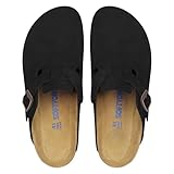 SOFTYOHO Zuecos para mujeres y hombres, mulas con soporte de arco y hebilla ajustable, zapatos de patata de piel de gamuza,...