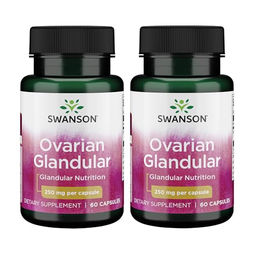 Swanson Ovarian Glandular - Natural Supplement Promoting Women's Glandular Health & Balance Support - Sourced from Premium Bovine Tissue to Support Wellness - (60 Capsules, 250mg Each) (2 Pack)
