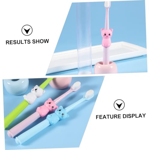 Ipetboom 3Stücke Weiche Zahnbürsten Cartoon Katzen Design Ergonomische Bürsten für Jahre Alte Mädchen und Jungen Sanfte für Empfindliches Zahnfleisch – Bild 4