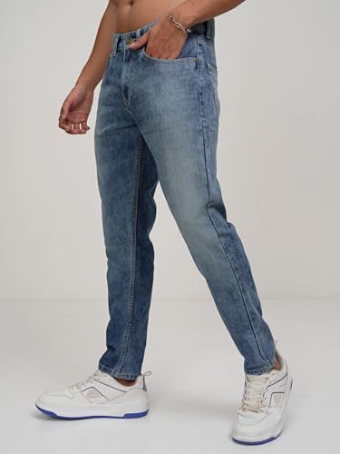 Image of Highlander Mens Tapered Fit Denim Jeans for Man|Regular Length|Mid-Rise|Stretchable Fabric for Comfort fit| Jeans for Man | Men Jeans