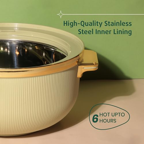 Image of SELVEL Royal Linex Casserole Collection | Insulated Hot Cases | Stainless Steel Inner | BPA-Free | Brown & Lime Green | (Royal Linex Casserole - Lime Green, 1700ml)