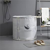 Schwänlein®Faltbare Eisbade, 70x65cm tragbar für Kryotherapie und Sportkalttunge, Isolierte Eistonne für Innen und Außenbereich (weiß)