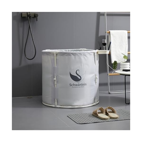 Mobile stabile klappbare Eisbadewanne 70x65cm, mit einem Schritt einfach klappbar, klappbare große Herren-Eiskübelwanne für Eisbadedusche minimalistisches Design (weiß)