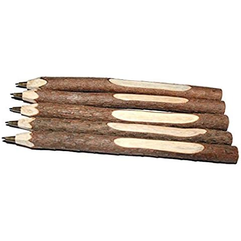 Abcsea 5PCS Bolígrafo De Madera Original Cover