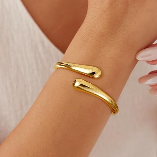 Gold Bracelets for Women Trendy - 18K Really Gold Filled Bangle Bracelet Chunky Adjustable Twist Cuff Gold Bracelet Non Tarnish Waterproof Jewelry for Women Gifts2