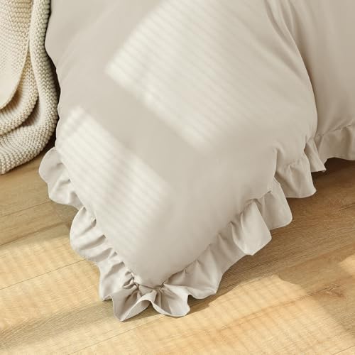 Linge de lit beige 240x260 cm chic en microfibre supérieure
