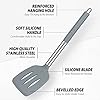 Pack of 4 Large Silicone Cooking Spatulas and Spoons, Slotted and Solid Stainless Steel Cooking Utensils Set, Non-stick Heat Resistant Kitchen for Baking, Fried, Stir-Fry, Mixing, Serving (Grey) #2