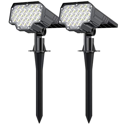 Solar Landscape Spotlights Outdoor, [650LM,2200mAh ] 26 LEDs Waterproof Solar Powered Wall Lights 2-in-1 Wireless Solar Landscaping Lights for Yard Garden Driveway Porch Walkway Pool [2 Pack]