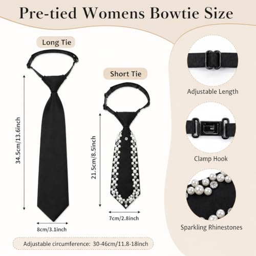 Image of Tucnoeu Bow Tie for Women - 2Pcs Women's Bow Ties,Pre-tied Adjustable Bowties