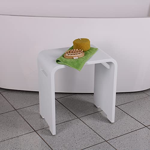 KZOAO Design Kunststein Spa Badhocker/Duschhocker/Sitzhocker/Duschstuhl/Duschsitz/Luxusbadhocker aus hochwertigem Solid Stone/Mineralguss / Kunststein variabel einsetzbar Modell Verona Cover