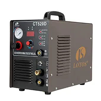 LOTOS CT520D 50 Amp Air Plasma Cutter, 200 Amp TIG and Stick/MMA/ARC Welder 3-in-1 Combo Welding Machine