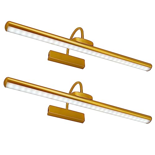 Image of 23 inch Wireless Picture Lights, Rechargeable Battery Art Display Light with Remote Control, Dimmable /Timer Off Dartboard Light, 3 Lighting Modes Full Metal Painting Display Lights (Gold-2Pack)