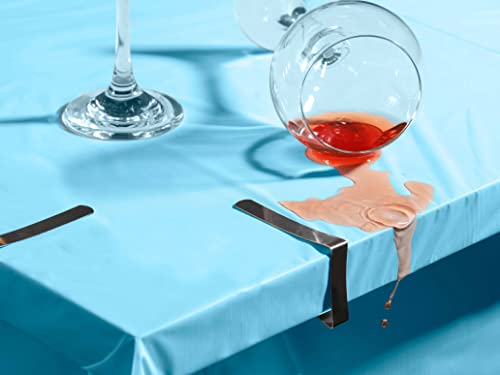 Neatalia 120 Ft Sky Blue Premium Disposable Plastic Tablecloth Roll, Including 6 Metal Table Cover Clips | 120 Feet By 54 Inch Covers Any Size Or Shape #TOP3
