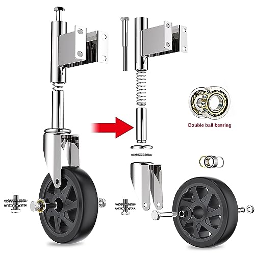 Spring Loaded Gate Caster Wheel 6”, Heavy Duty Gate Wheel for Wooden Gates, 600 Lbs Load Capacity, 360 Degree Swivel