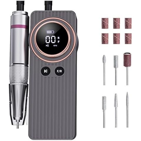 Electric Nail Drill Set, Professional 35000RPM High Speed Electric Nail Machine For Shaping, Buffing, Removing Gel Nails, Rechargeable Nail File Drill Machine For Home Salon-Grey Cover