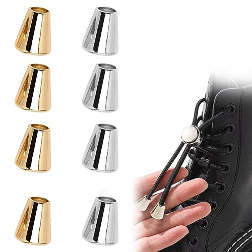8 St&uuml;ck Verschlusskappen Kordelenden Metall Endst&uuml;ck Kordel Verschluss Endkappen Endstopfen Kordelstopper Gold Silber F&uuml;r Schn&uuml;re Lanyard Kleidung Rucksack Sportwear Paracord 13x10mm
