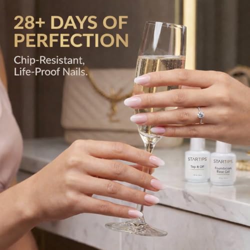 Image of Nail Care Top Coat and Base Gel Foundation 15 ml | Pack of 2 | Chip Resisting Formula With High Shine & Full Coverage | Salon Finish | One Stroke Application | Skin Friendly